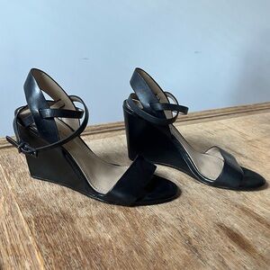 BCBG Strappy Leather Wedges
